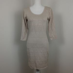 Cream Mid Length Dress Detailed Back